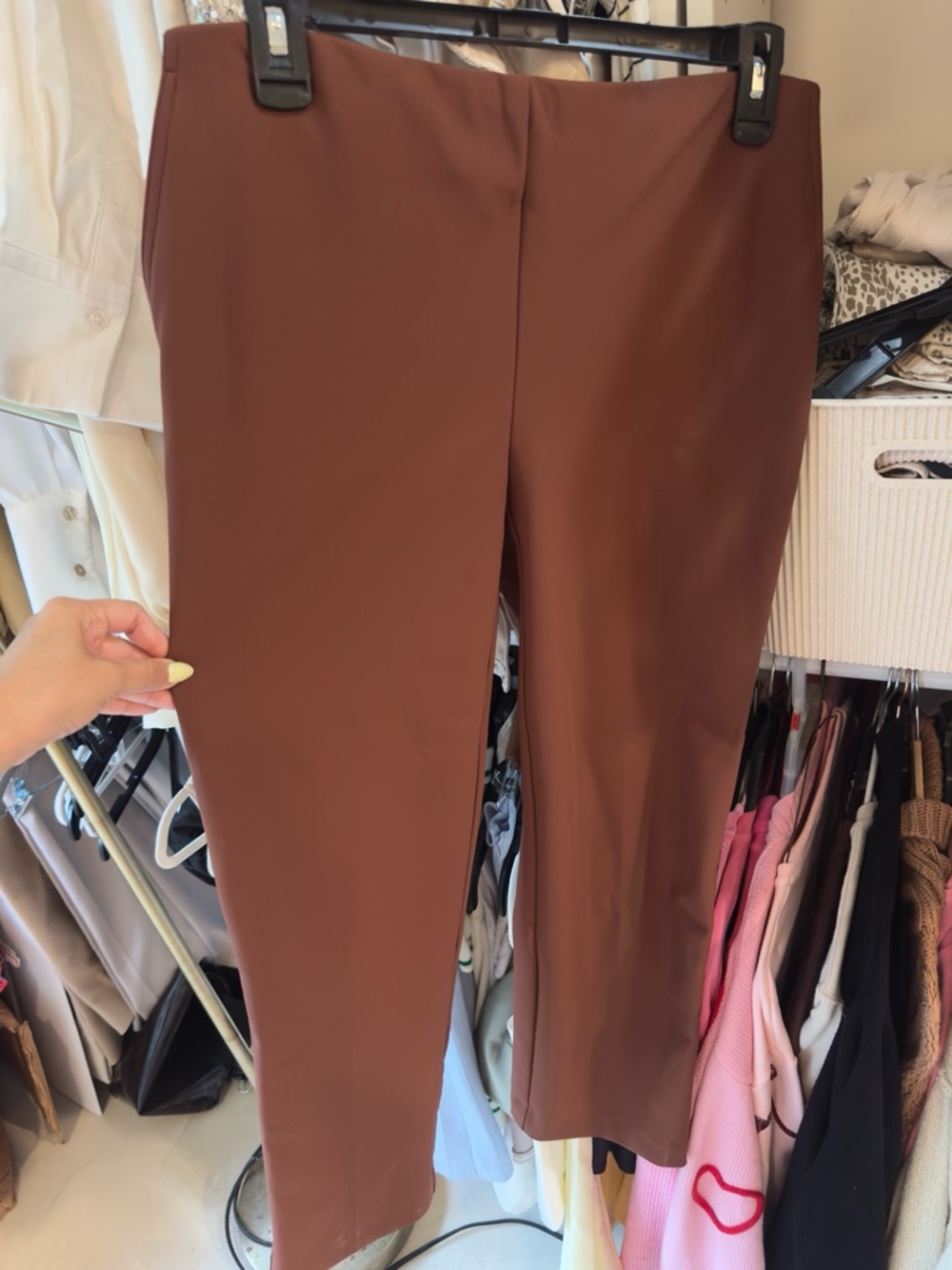 Christian Siriano Chocolate Brown Straight Leg Pull-On Pants